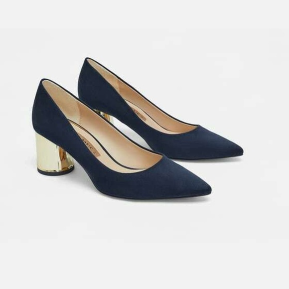 navy and gold pumps
